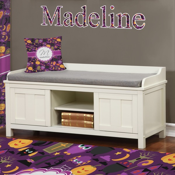 Halloween Wall Name Decal Above Storage bench