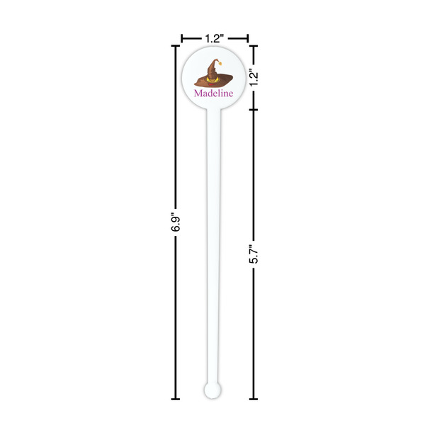 Halloween White Plastic 7" Stir Stick - Round - Dimensions