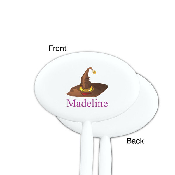 Halloween White Plastic 7" Stir Stick - Single Sided - Oval - Front & Back