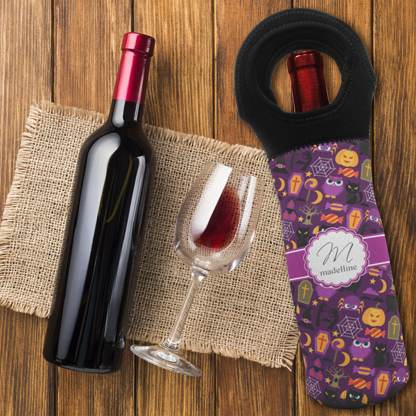 Halloween Wine Tote Bag - FLATLAY