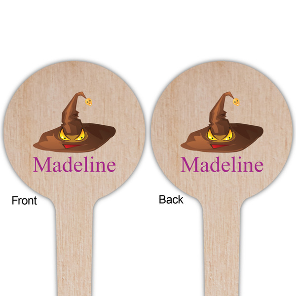 Halloween Wooden 4" Food Pick - Round - Double Sided - Front & Back