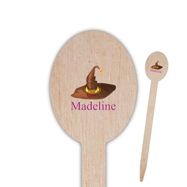 Custom Halloween Oval Wooden Food Picks - Double Sided (Personalized)