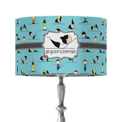 Yoga Poses 12" Drum Lamp Shade - Fabric (Personalized)
