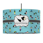 Yoga Poses 12" Drum Pendant Lamp - Fabric (Personalized)