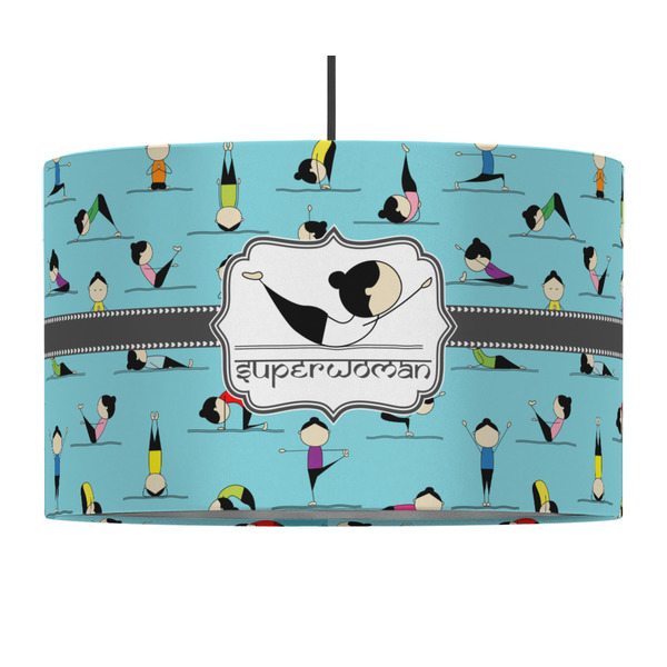 Yoga Poses 12" Drum Lampshade - PENDANT (Fabric)