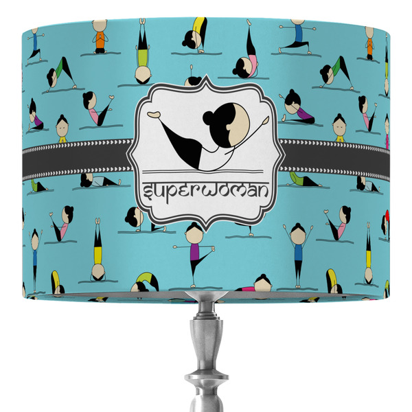 Custom Yoga Poses 16" Drum Lamp Shade - Fabric (Personalized)