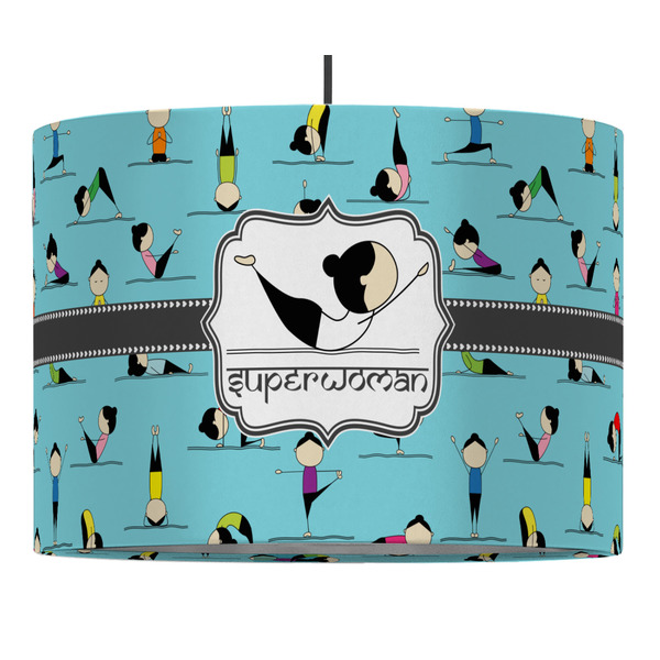Yoga Poses 16" Drum Lampshade - PENDANT (Fabric)