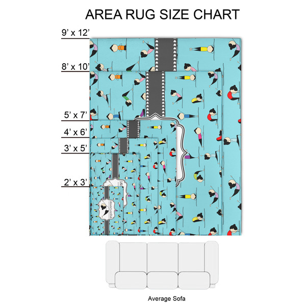 Yoga Poses 2'x3' Indoor Area Rugs - Size Chart