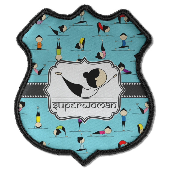 Custom Yoga Poses Iron On Shield Patch C w/ Name or Text