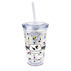 Yoga Poses 16oz Double Wall Acrylic Tumbler with Lid & Straw - Full Print (Personalized)