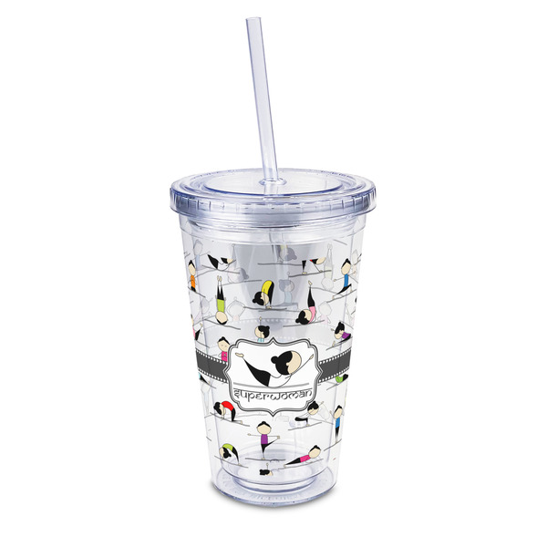 Custom Yoga Poses 16oz Double Wall Acrylic Tumbler with Lid & Straw - Full Print (Personalized)
