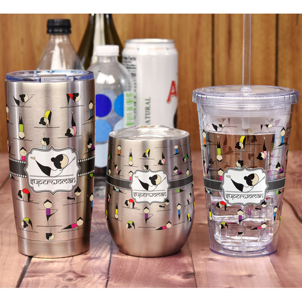 Yoga Poses Acrylic Tumbler - Full Print - In Context