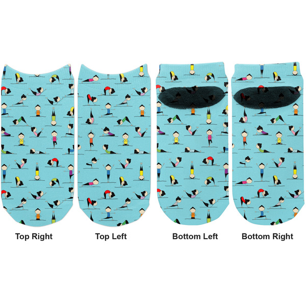 Yoga Poses Adult Ankle Socks - Double Pair - Front and Back - Apvl