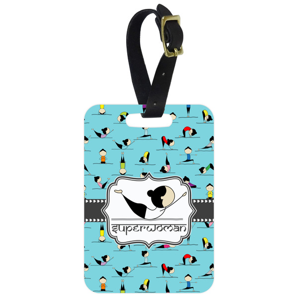 Custom Yoga Poses Metal Luggage Tag w/ Name or Text