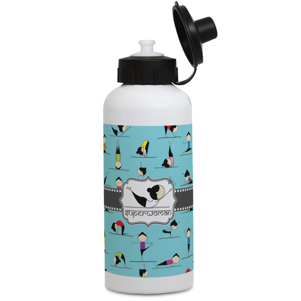 Custom Yoga Poses Water Bottles - Aluminum - 20 oz - White (Personalized)