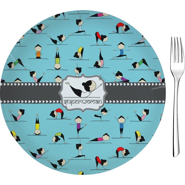 Custom Yoga Poses 8" Glass Appetizer / Dessert Plates - Single or Set (Personalized)