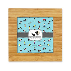 Yoga Poses Bamboo Trivet with Ceramic Tile Insert (Personalized)