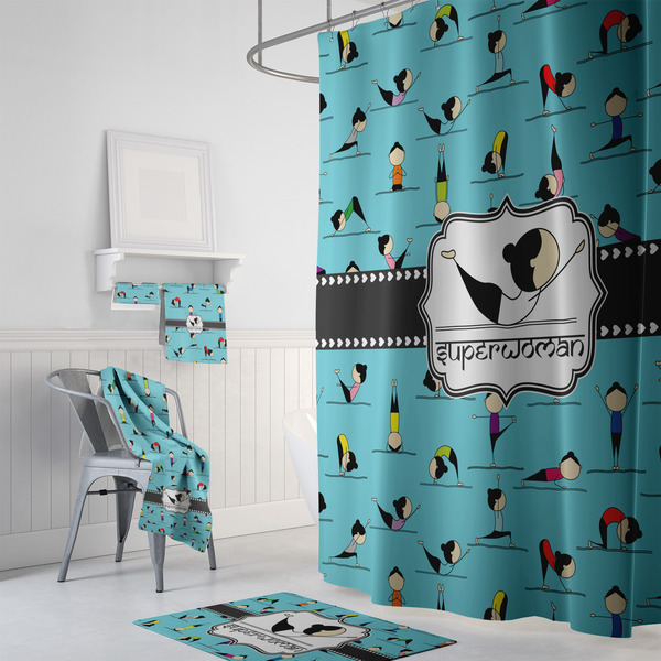 Yoga Poses Bath Towel Sets - 3-piece - In Context