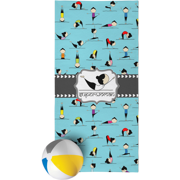 Custom Yoga Poses Beach Towel (Personalized)
