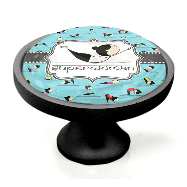 Yoga Poses Black Custom Cabinet Knob (Side)