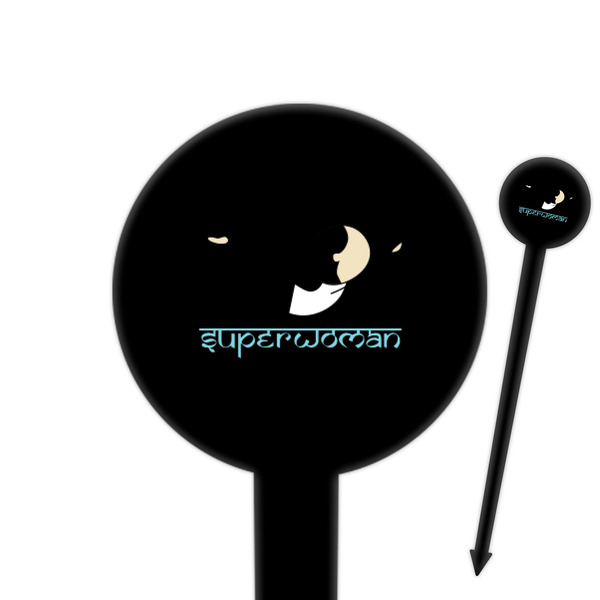 Custom Yoga Poses 6" Round Plastic Food Picks - Black - Double Sided (Personalized)