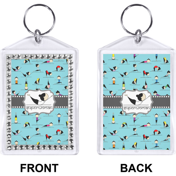 Yoga Poses Bling Keychain (Front + Back)