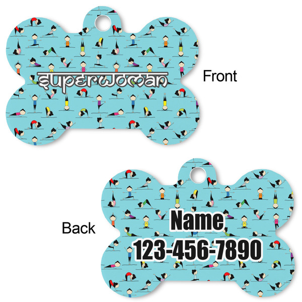Yoga Poses Bone Shaped Dog ID Tag - Large - Approval