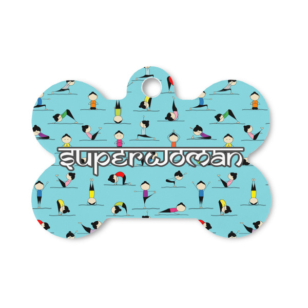 Custom Yoga Poses Bone Shaped Dog ID Tag - Small (Personalized)
