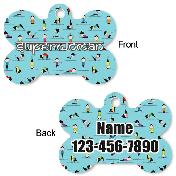 Yoga Poses Bone Shaped Dog Tag - Front & Back