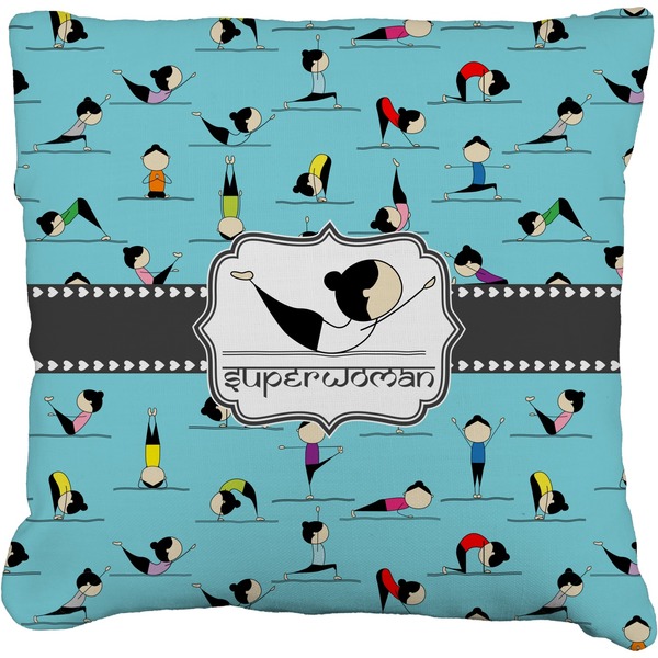 Custom Yoga Poses Faux-Linen Throw Pillow 18" (Personalized)
