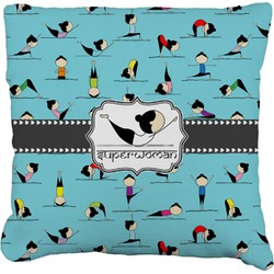 Yoga Poses Faux-Linen Throw Pillow 20" (Personalized)
