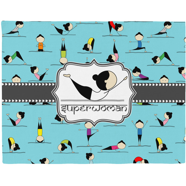 Custom Yoga Poses Woven Fabric Placemat - Twill w/ Name or Text