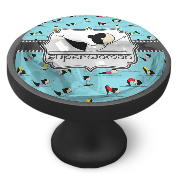 Yoga Poses Cabinet Knob - Black - Side