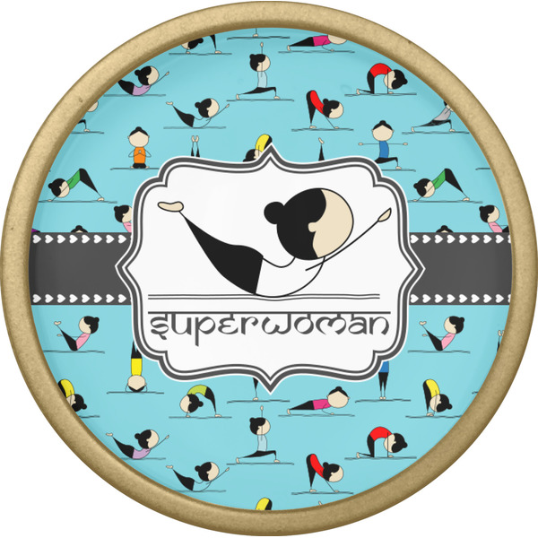 Yoga Poses Cabinet Knob - Gold - Front