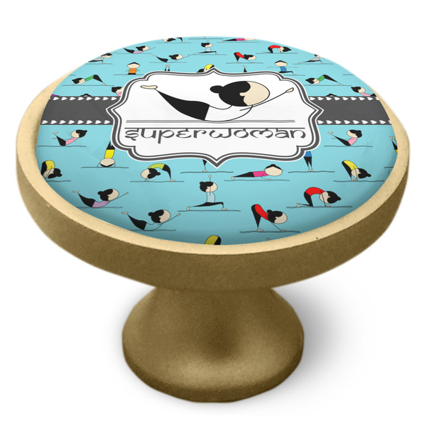 Yoga Poses Cabinet Knob - Gold - Side