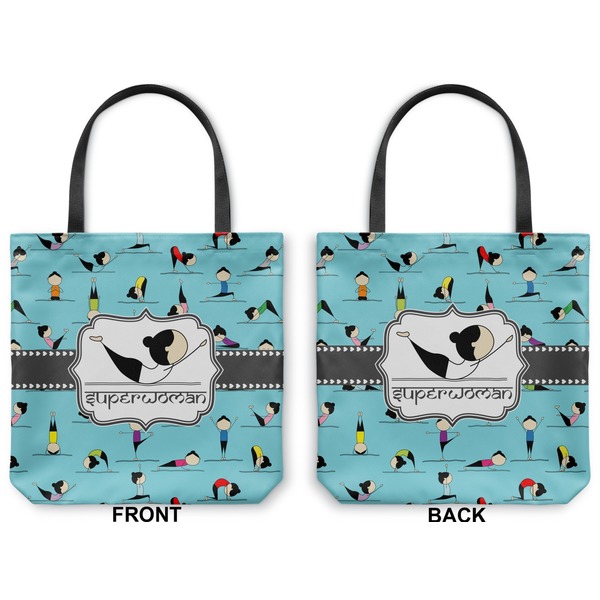 Yoga Poses Canvas Tote - Front and Back