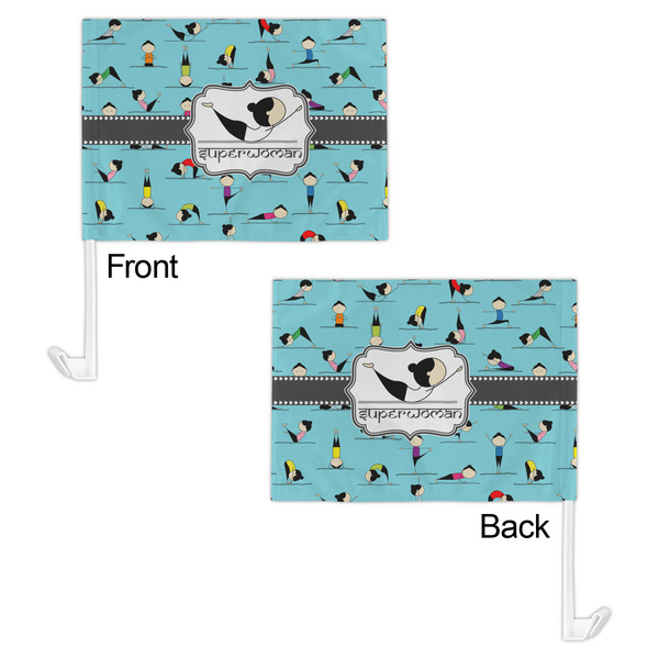 Yoga Poses Car Flag - 11" x 8" - Front & Back View
