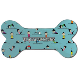 Yoga Poses Ceramic Dog Ornament - Front w/ Name or Text