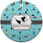 Yoga Poses Round Ceramic Ornament w/ Name or Text