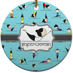 Yoga Poses Round Ceramic Ornament w/ Name or Text
