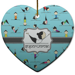 Yoga Poses Heart Ceramic Ornament w/ Name or Text