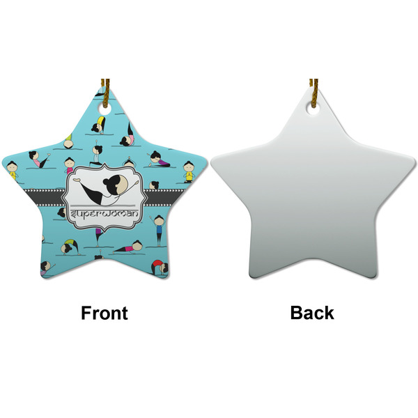 Yoga Poses Ceramic Flat Ornament - Star Front & Back (APPROVAL)