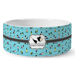 Yoga Poses Ceramic Dog Bowl - Large (Personalized)