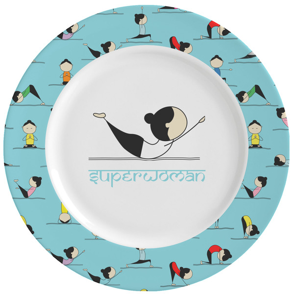 Custom Yoga Poses Ceramic Dinner Plates (Set of 4) (Personalized)