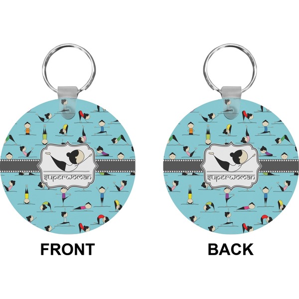 Yoga Poses Circle Keychain (Front + Back)