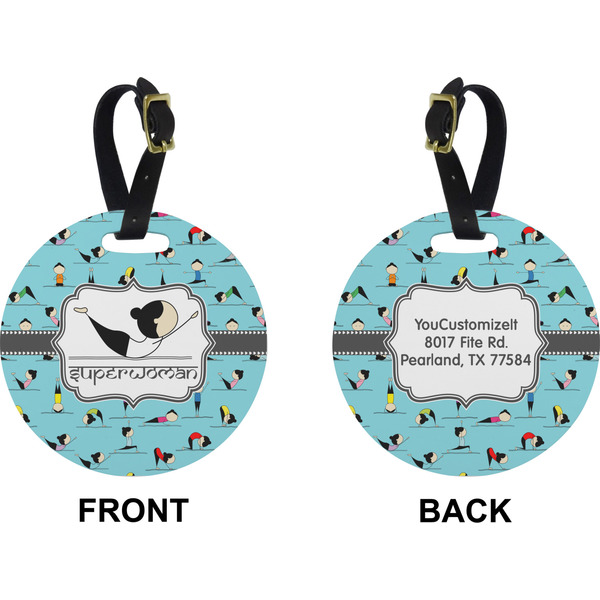 Yoga Poses Circle Luggage Tag (Front + Back)