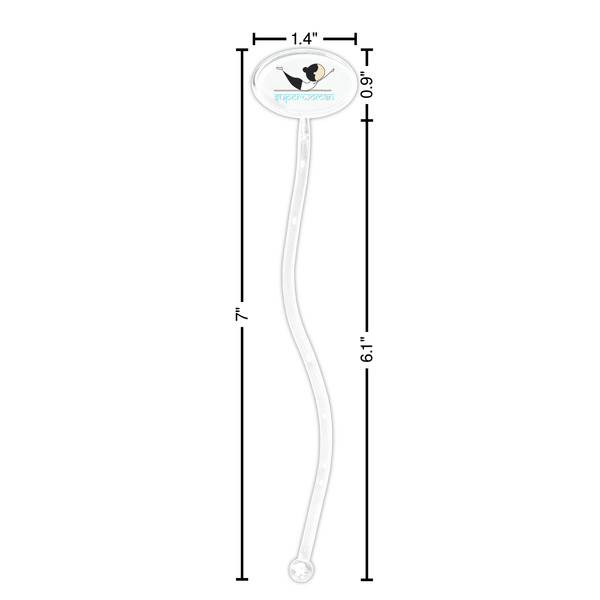 Yoga Poses Clear Plastic 7" Stir Stick - Oval - Dimensions