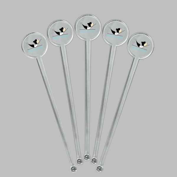 Yoga Poses Clear Plastic 7" Stir Stick - Round - Fan View