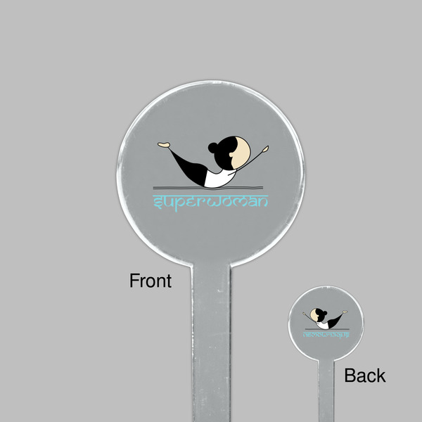 Yoga Poses Clear Plastic 7" Stir Stick - Round - Front & Back