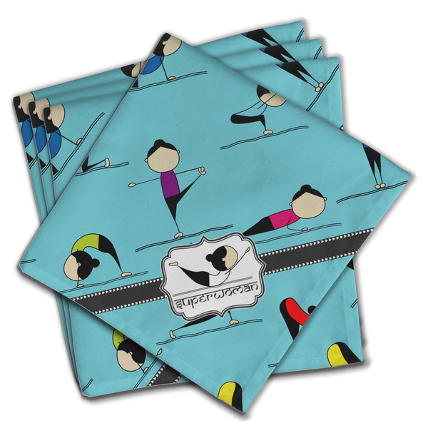 Yoga Poses Cloth Napkins - Personalized Dinner (PARENT MAIN Set of 4)